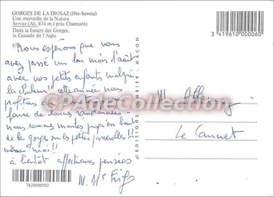 Gorges de la Diosaz — Servoz (Hte-Savoie) — Éditions Combier — Verso