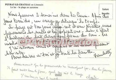 Peyrat-le-Château — O lago - a praia no outono — Imprensa Pierron — Verso