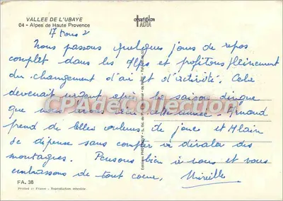 ऊबे की घाटी — पैनोरमिक दृश्य जिसमें आठ गांव हैं — प्रकाशक ADIA, क्रमांक FA.38 — पीछे