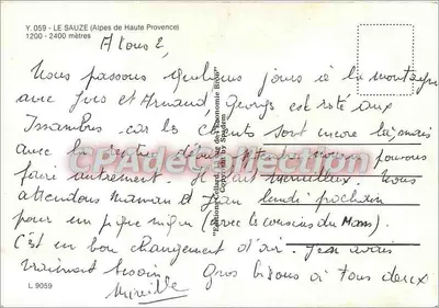 ले सॉउज़ — पैनोरमा दृश्य चर्च, स्विमिंग पूल और पर्वत के साथ — संस्करण सेलर्ड, संख्या Y.059 — पीछे