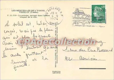A porta de Vézelay — aberta no antigo muro da cidade — Edições Véloïte, n° F.31.519 — Verso