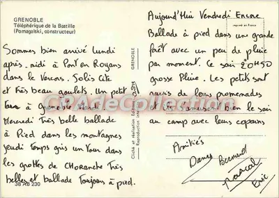Grenoble — Teleférico da Bastilha — Edições Internacionais — Verso