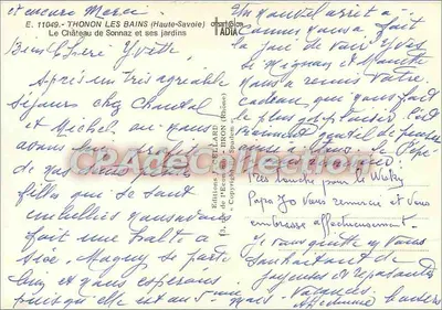 Castelo de Sonnaz — Thonon-les-Bains (Alta Saboia) — Edições Bellard (Ródano) — Verso