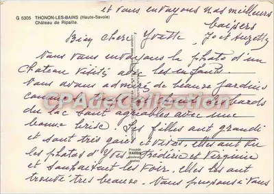 Castello di Ripaille — Thonon-les-Bains (Alta Savoia) — G 5305 — Verso