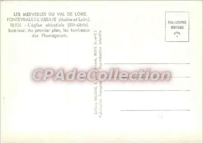 Fontevrault-l'Abbaye — Intérieur de l'église abbatiale (XIIe siècle) — Éditions VALOIRE — Verso