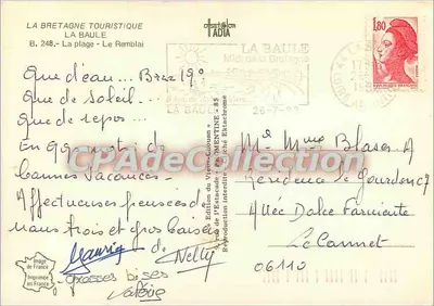 La Baule — Praia do Sul da Bretanha — Edição La Bretagne Touristique — Verso