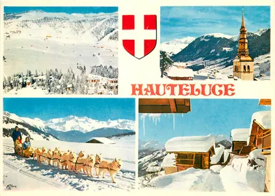 Haute-Luge — widok panoramiczny i zasnieżony wioska — drukarnia Combier