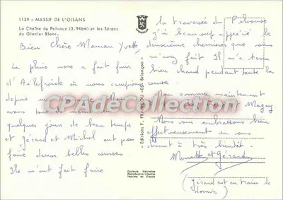 Massif de l'Oisans — Catena del Pelvoux (3.946m) e i Seracchi del Ghiacciaio Bianco — Edizioni F. BRIGNON — Verso