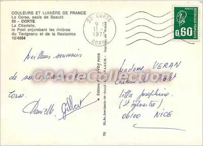 Corte — A Cidadela, o Ponte que atravessa os rios Tavignano e Restonica — Éditions d'Art Yvon, 10/4664 — Verso