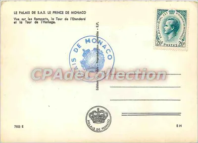 Le Palais de S.A.S. le Prince de Monaco — Vue sur les Remparts et la Tour de l'Horloge — Édition du Palais - EP* — Verso