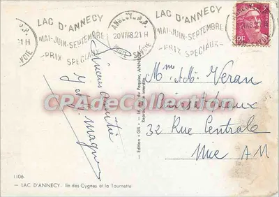 Lago de Annecy — Isla de los Cisnes y la Tournette — Edición « Gil » — Reverso