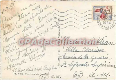Vista da Promenade des Anglais em Nice — L. GILLETTA e Cie, editor — Verso