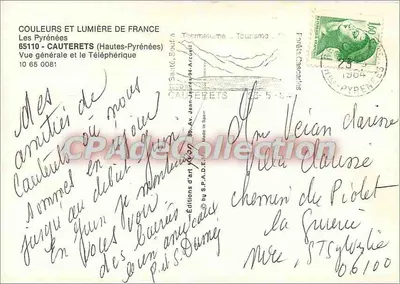 Cauterets — Vue générale et le Téléphérique — Éditions d'art JYON — Verso
