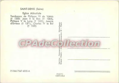 Saint-Denis (Seine) — Gräber der Könige Frankreichs — Service Commercial d'Art Historiques — Rückseite