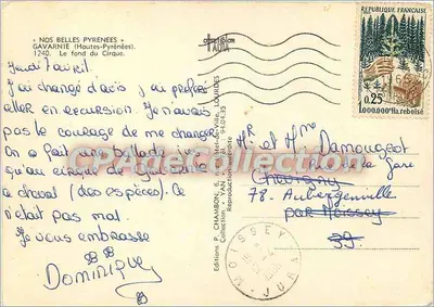 Fondo del Cirque de Gavarnie — Altas Pirineos — Ediciones P. Chambon, n° 14 — Reverso