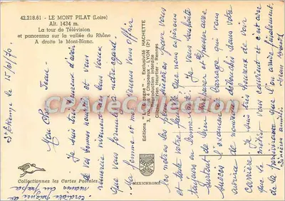 Le Mont Pilat — Tour de Télévision et panorama sur la vallée du Rhône — Éditions 'La Cigogne' — Rewers