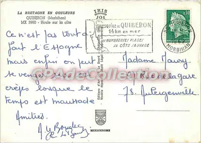 Quiberon — Ondas na costa — Edições de Arte JOS, n° 3960 — Verso