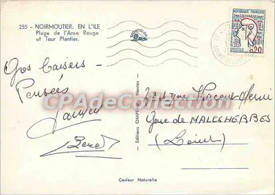 Noirmoutier, na Ilha - Praia da Anse Rouge e Torre Plantier — Éditions Chapeau, n°255 — Verso