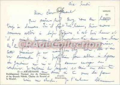 Aix-les-Bains — Vue des Grandes Hôtels et du Nivolet — Éditeur: PALCOGÉO COLEURS N°13 — Reverso