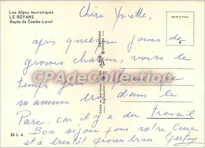 Widok panoramiczny Alp — Le Royans — wydawca SPADEM — Rewers