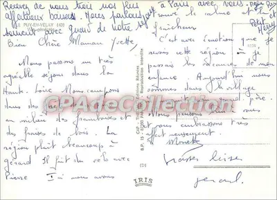 Puy-en-Velay — vista geral — Éditions Réunies IRIS, n° 15 — Verso