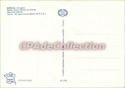 Kościół Najświętszej Maryi Panny w Cierge — Epinal (Vosges) — Drukarnia Combier, n° 3.00.00.0332 — Rewers