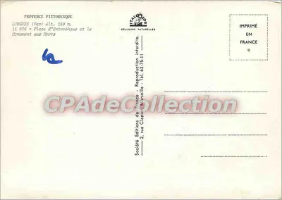 Lorgues (Var) — Place d'Entrechaux e o Monumento aos Mortos — Sociedade Éditions de France — Verso
