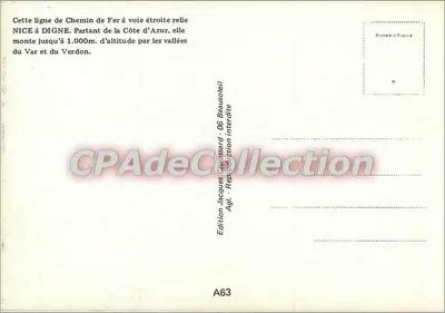 O ponte levadoura de Entrevaux — Caminhos de Ferro da Provença — Edição Jacques Beausoleil — Verso