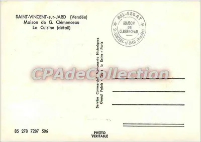 Saint-Vincent-sur-Jard (Vendée) — Casa de G. Clémenceau — detalhe da cozinha — Verso