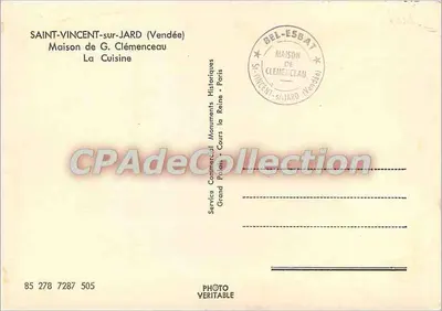 Saint-Vincent-sur-Jard (Vendée) — Casa de G. Clémenceau — A Cozinha — Verso