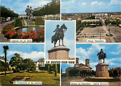 La Roche-sur-Yon — Vista panorâmica com estátua de Napoleão — Editor ARTAUD Frères, n°104