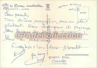 Il Golfo di Porto — vista del Tour de Corse — Ed. A. Rion, n° 115 — Verso