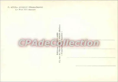 Anney (Haute-Savoie) — O Pont dos Amores — Edições da Economid (Rhône) — Verso
