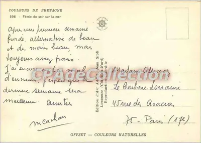 Kraj bretoński — Ferie wieczorne nad morzem — Wydawnictwo Art JACQ, Lorient — Rewers