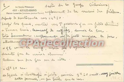 Cour intérieure d'une maison — Aix-les-Bains — Maison Lamartine (ancienne pension Perrier) — Verso