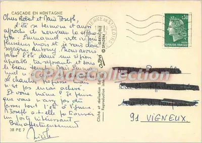 Cachoeira na montanha — Grenoble — CPAdeCollection — Verso