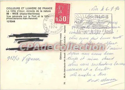 Widok z lotu nad Niceą — Côte d'Azur — Wydawnictwo Art Y.V.O.T. Paris — Rewers
