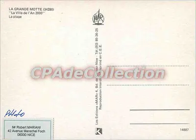 La Grande Motte — La playa — Ediciones «MAR» — Reverso