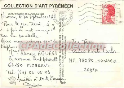 Lourdes — vista del santuario y de la cueva — Souvenir de Lourdes, Éditions d'Art Pyrénéen — Reverso