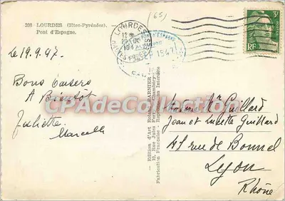Puente de España — Lourdes (Altos Pirineos) — Edición de Arte Barnier — Reverso