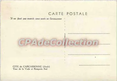 Cidade de Carcassonne — Torre da Vade e Muralhas Sul — CPAdeCollection — Verso