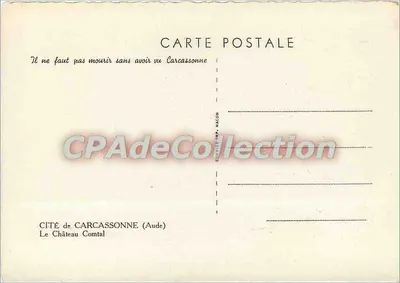 Cidade de Carcassonne — O Castelo Comtal — Editor Cité Imp. Magon — Verso