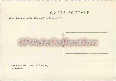 Cidade de Carcassonne — O Castelo — Editor: Courte & Macon — Verso