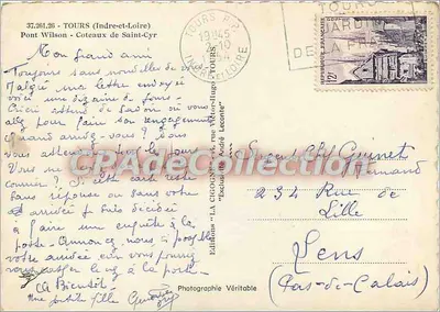 Most Wilson - Wzgórza Saint-Cyr — Tours (Indre-et-Loire) — Wydawnictwo 'LA CICOGNE' — Rewers