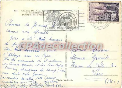 Péristilo da Abadia de Nossa Senhora de Lérins — Cannes — Foto Verdadeira — Verso