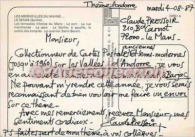 Le Mans — especialidades locais e sites — Éditions Vallois — Verso