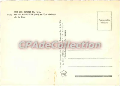 Ilha de Port-Cros — Vista aérea da Baía — Société des Routes du Ciel, n° 8640 — Verso