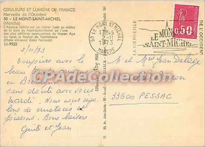 Mont-Saint-Michel — abbaye sur rocher isolé au milieu de la baie — Éditions Jean-Charles - 94 - Mecuel — Verso