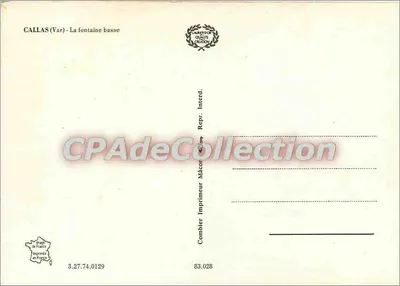 Callas (Var) - A fonte baixa — editor Clichy, n° de série 83.028 — Verso
