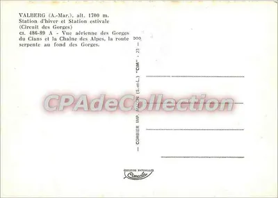 Valberg (A.-Mar.) — Station d'hiver et station estivale, vue aérienne des Gorges du Gians et chaîne des Alpes — Combier Imp. (S.-et-L.) — Verso